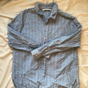 Zara blouse blue pinstripes